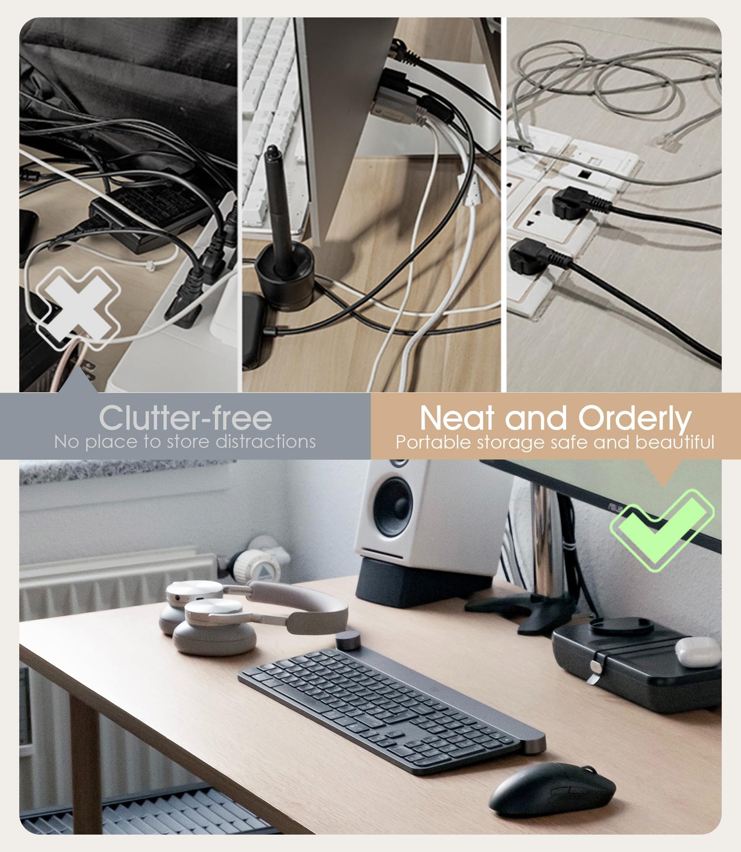 20Pcs Nearockle Silicone Cable Ties, 5.12 Inch Adjustable Cord Organizer Reusable Zip Ties for Charging Cords Earphone Computer Wire, Office Desk Cable Management Travel Accessories(White)