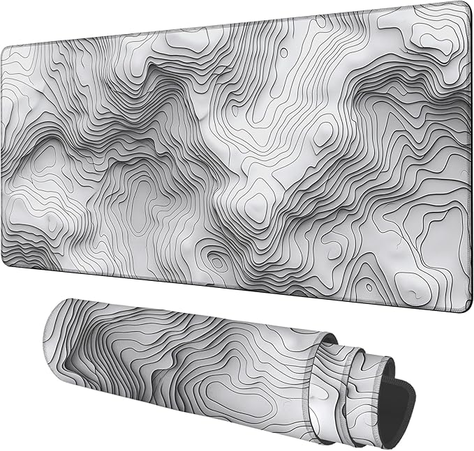 NITAHHHY Large Mouse Pad Wave Lines Gaming Desk Pad Computer Keyboard Non-Slip Waterproof Mouse Mat with Rubber Base and Stitched Edges Entertainment Office Writing Desk Mat 35.4 x 15.7 Inches