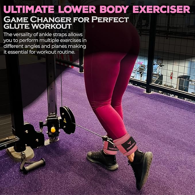 YAGHZU Ankle Straps for Cable Machines Women, Glute Kickback Cable Machine Attachments, Gym Ankle Cuffs, Wrist Cuffs for Workout, Leg Training Accessory, Fitness Gear for Home or Gym