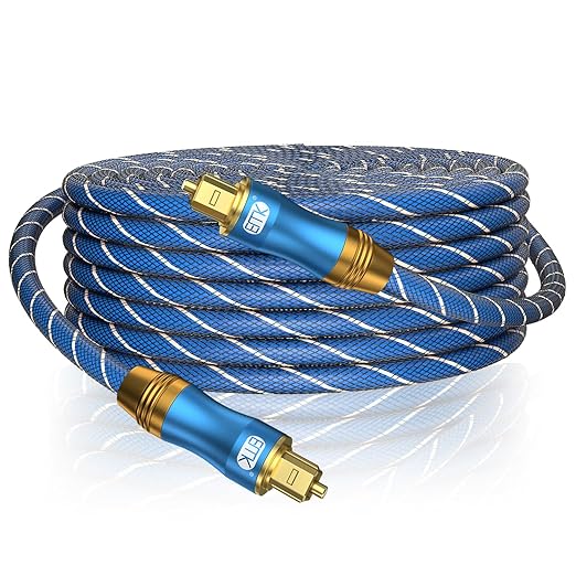 EMK Digital Optical Audio Cable 33Feet/10M Fiber Optical Toslink SPDIF Male to Male Cord for Home Theater, Sound Bar, TV, PS4, Xbox, PlayStation & More