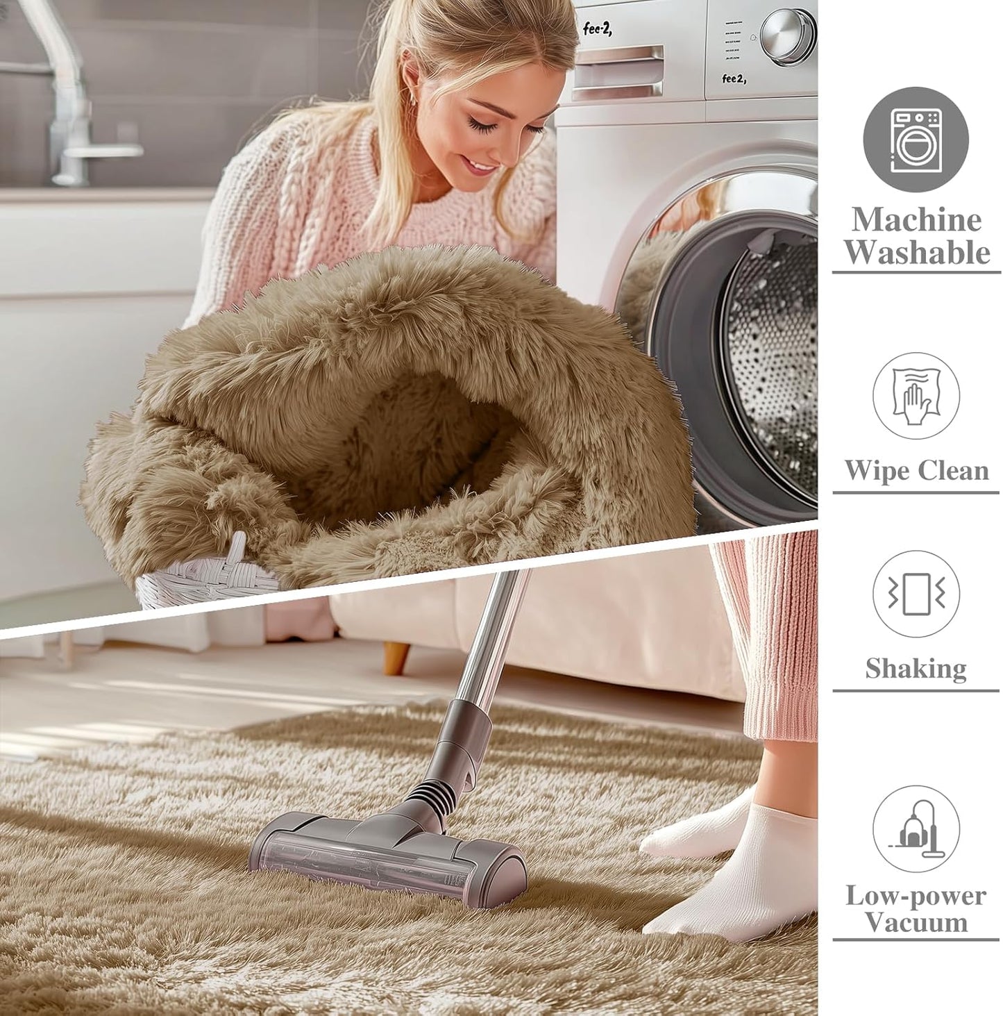 OLANLY Large Area Rug - Soft Fluffy Shaggy Indoor Carpet for Living Room & Bedroom - 5x7 Taupe