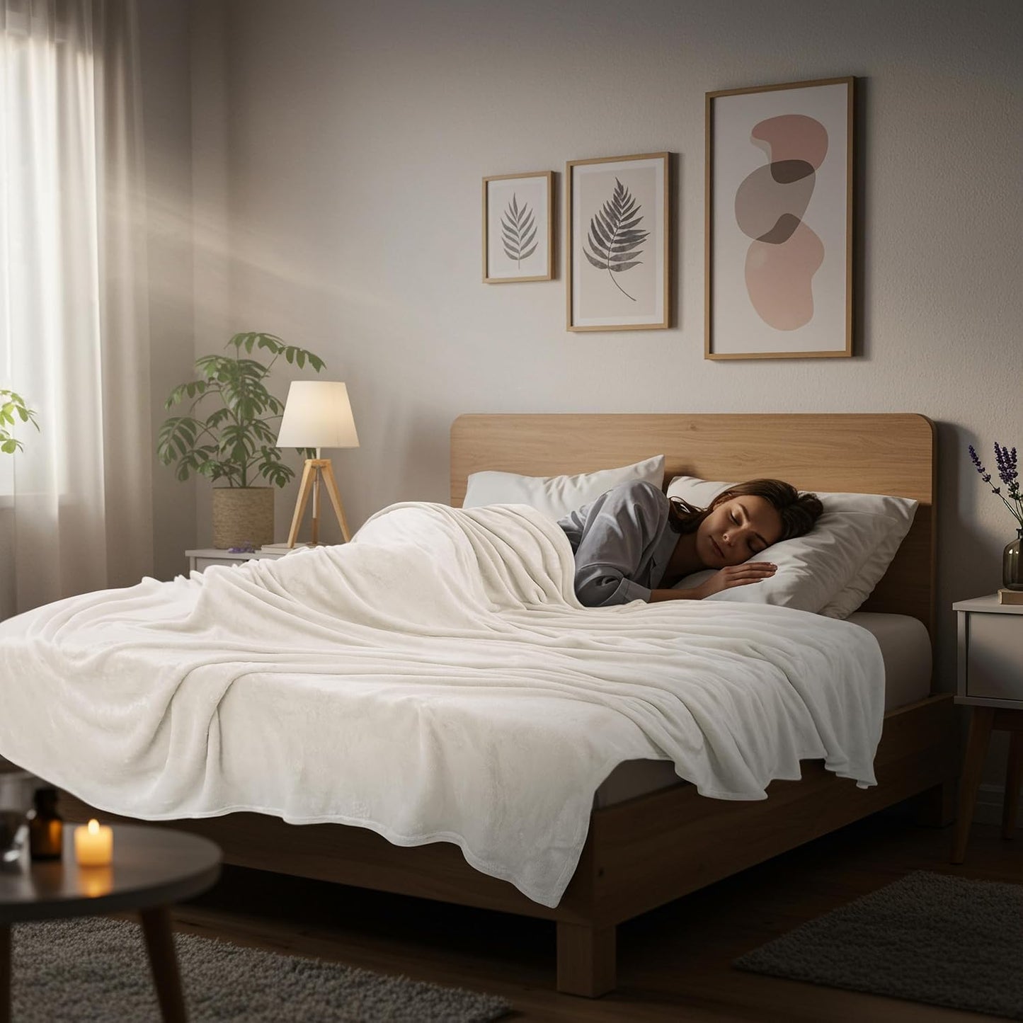 Utopia Bedding Fleece Blanket - Luxury Soft Microfiber Throw | Ivory, 50x60 Inch, Anti-Static, Cozy