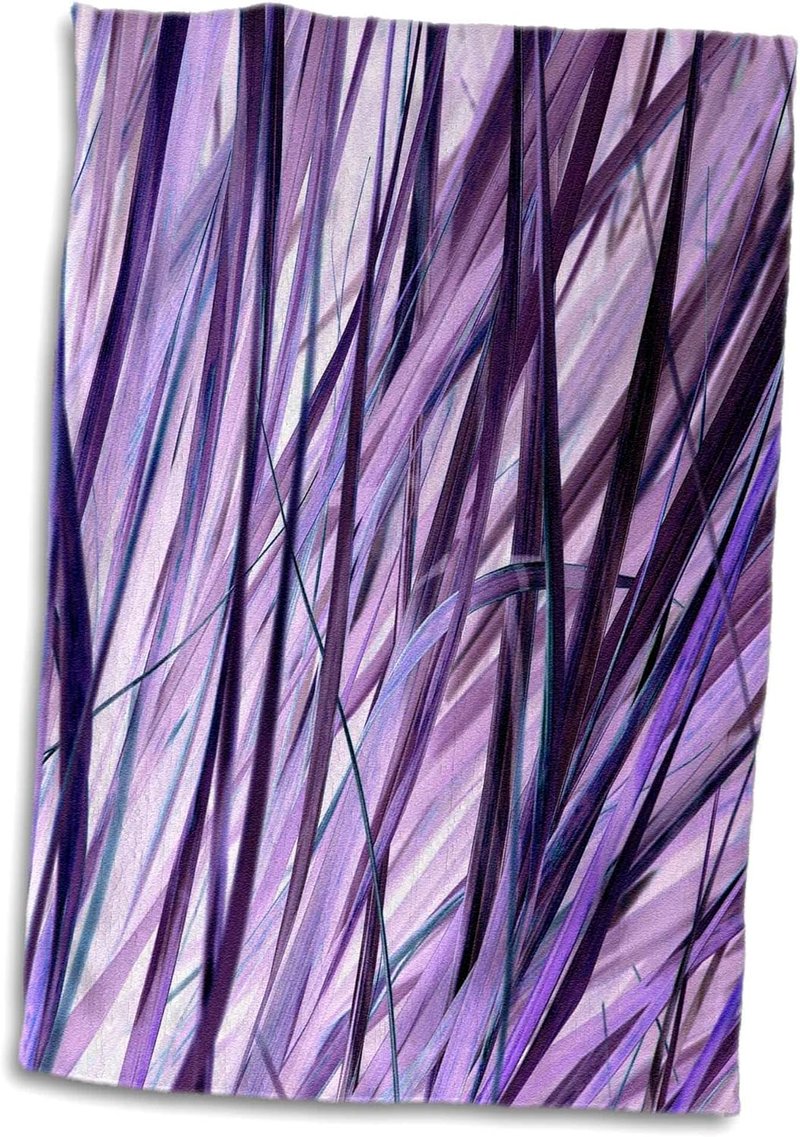 3D Rose Purple Swaying Grasses Towel - Soft Microfiber, 15" x 22"