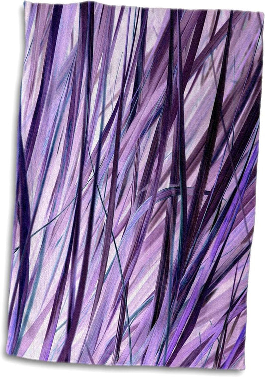 3D Rose Purple Swaying Grasses Towel - Soft Microfiber, 15" x 22"