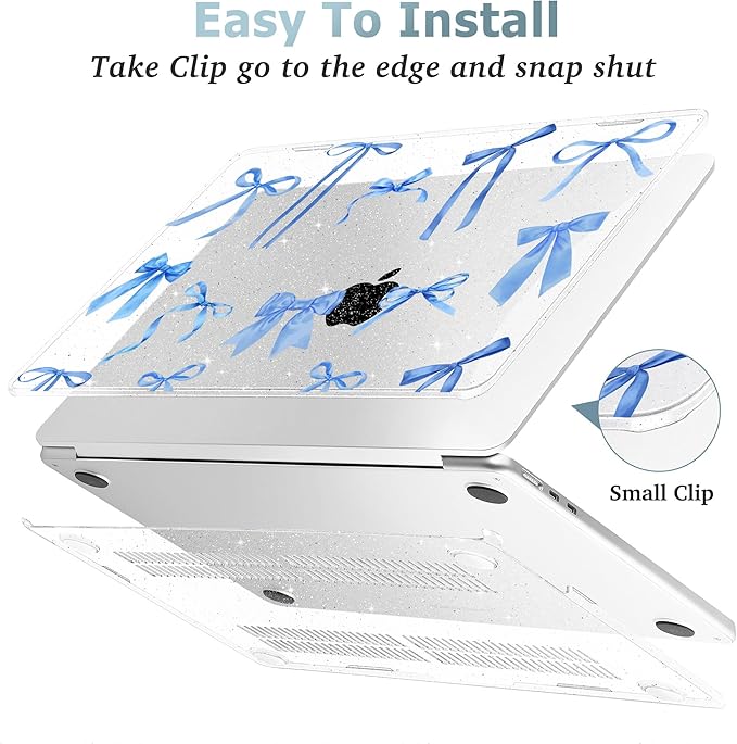 May Chen Case for MacBook Air 13/13.6 inch M5 A3449 M4 A3240 M3 A3113 M2 A2681, 2026 2025 2024-2022, Plastic Hard Shell with Keyboard Cover & Screec Protector, Watercolor Bows