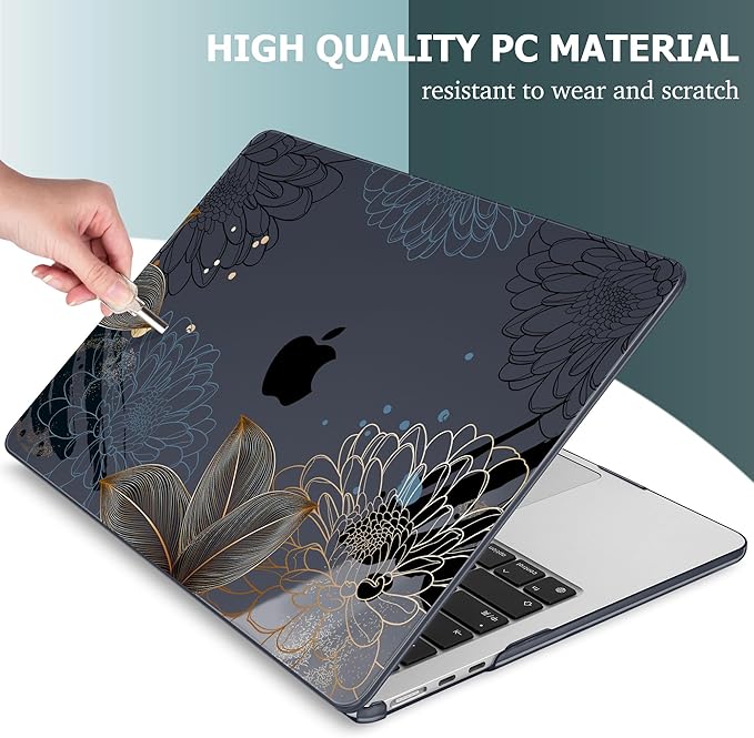 Mektron for 2026 MacBook Air 13-inch M5 Laptop Case A3449 with 13.6-inch Liquid Retina Display Fits 2025 A3240 M4 2024 A3113 M3 2023 A2681 M2 Printed Shell for MacBook Air 13.6", Line Chrysanthemums