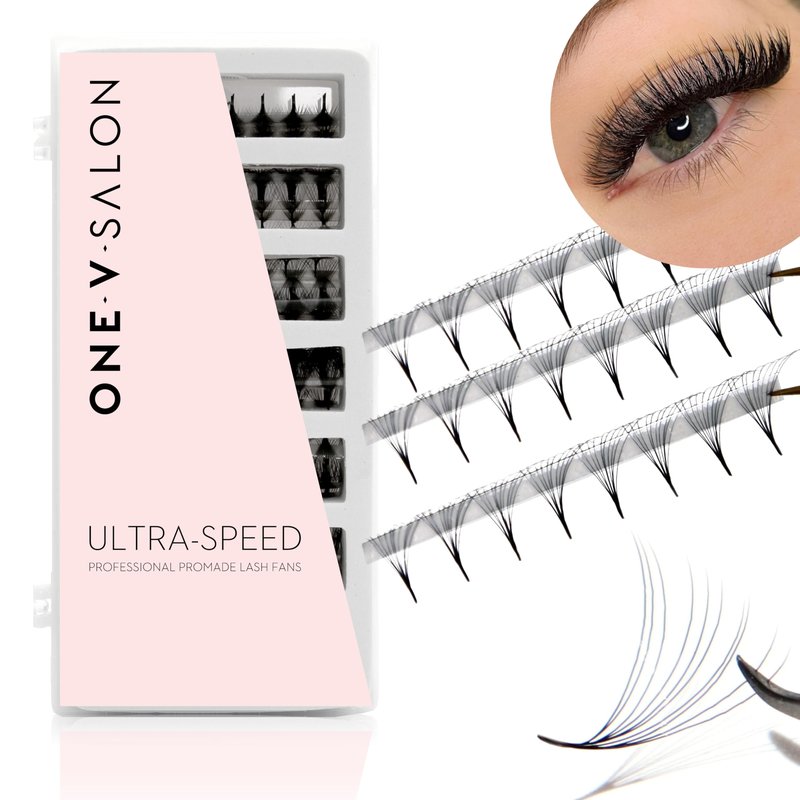 One V Salon Pro 10D Ultra-Speed Promade Fans, 1000 Premade Mega Volume Lash Fans | D Curl | 0.05 | 8–14 mm Mixed Lengths | Thin Base, Fast Application Eyelash Extensions(Ultra 10D-0.05-D Curl)