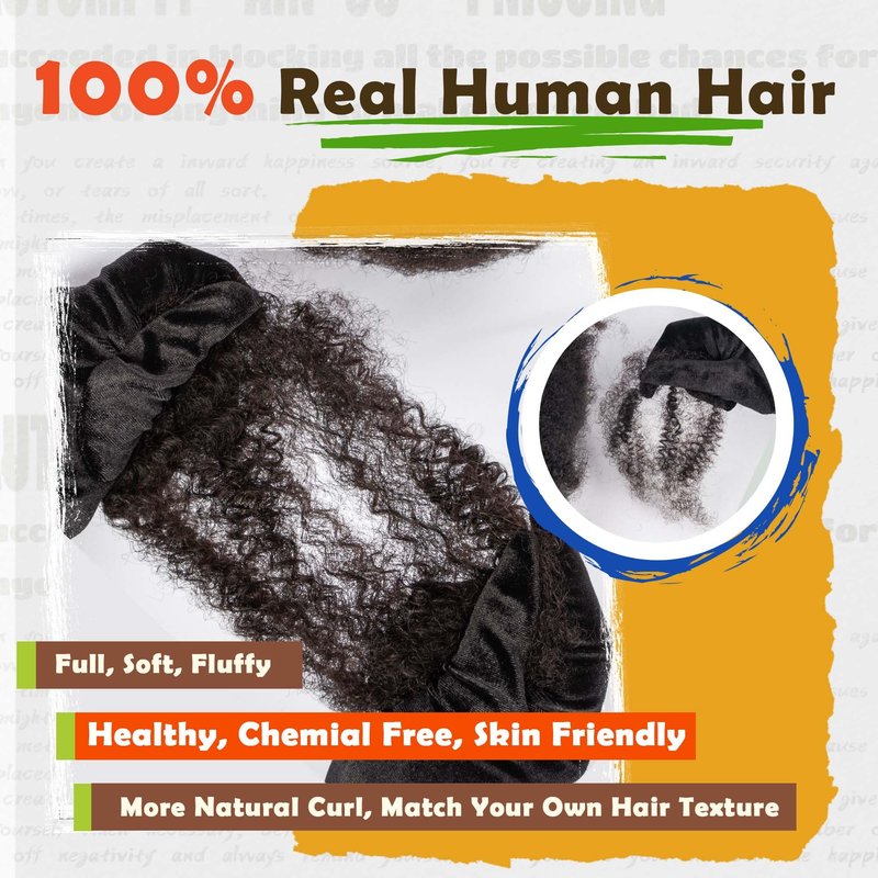Maytsing Afro Kinkys Bulk 100% Human Virgin Hair - 8inch,3oz/90g,Natural Black - 4C Texture - for Dreadlocks, Loc Repair, Twists, Braids - Can Be Bleached and Dyed to Honey Blond Color