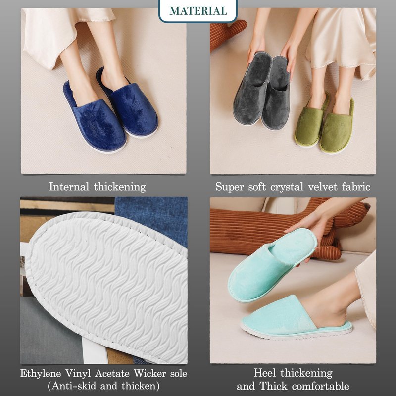 OSTADARRA 6 Pairs Spa Slippers, Non Slip Disposable Slippers For Guest, Washable Reusable, Which Can Be Used As Women Men, House, Indoor, Bathroom, Bedroom, Hotel, Bride Slippers (2 sizes)
