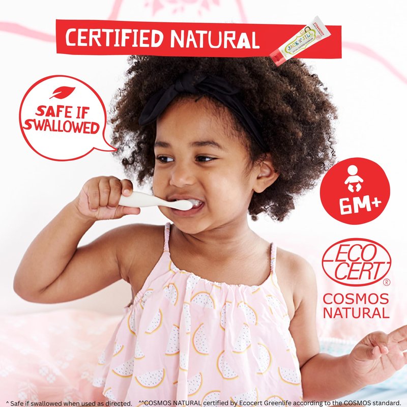 Jack N' Jill Natural Certified Toothpaste for Kids - Fluoride Free Kids & Toddlers Toothpaste, Gently Cleans Teeth, Helps Soothe Gums, 40% Xylitol, BPA Free - 1.76 oz (Variety Pack of 5)