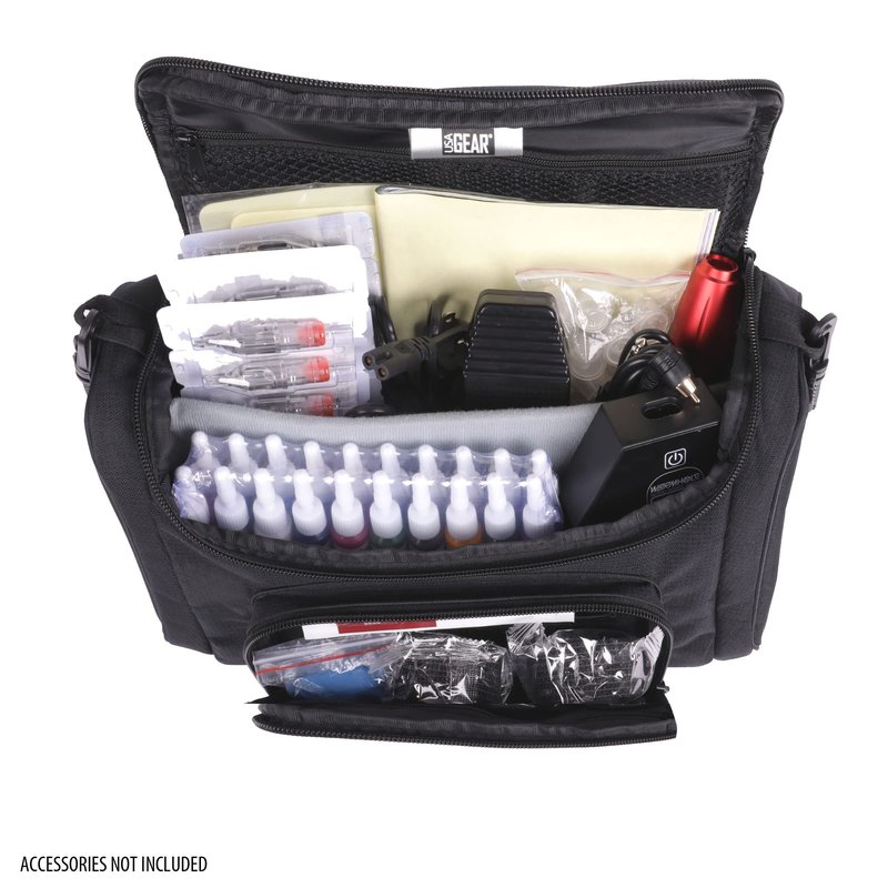 USA Gear Professional Tattoo Gun Kit Case - Strong Exterior, Adjustable Dividers - Holds Tattoo Ink Set, Machine, Needle Pen, Power Supply, & More Supplies and Equipment - Compact Case Only