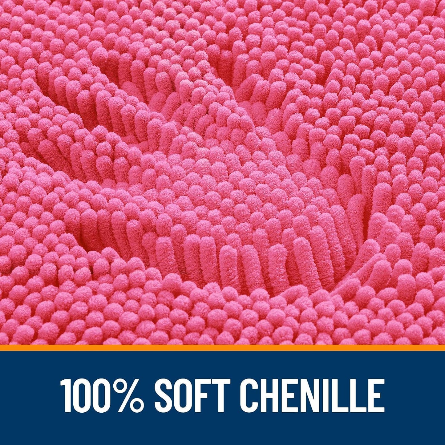 OLANLY Bathroom Runner Rugs - Soft Absorbent Chenille with Rubber Backing | Quick Dry, 47x24, Hot Pink