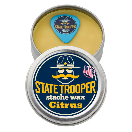 State Trooper Mustache Wax for Men – Medium Hold with Beeswax, Coconut Oil & Lanolin – Natural Moustache Grooming & Styling Wax with Citrus Scent - Nourishing Conditioner & Sculpting