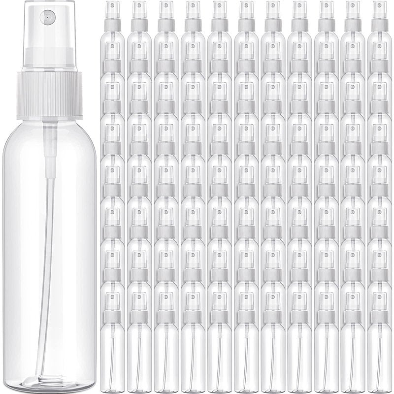Nuogo 90 Pack 4 Oz Plastic Mini Spray Bottles Reusable Travel Size Perfume Refillable Mist Sprayer Empty Bottle for Essential Oil(Clear)