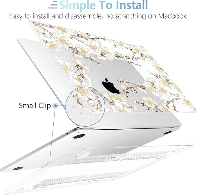 MEEgoodo Case for M5/M4/M3/M2 MacBook Air 13 inch 2026 2025 2024 2022, Fit Model A3449/A3240/A3113/A2681, Case Compatible with MacBook Air 13.6-inch, Cherry Branches