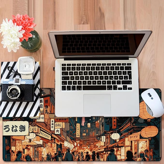 NITAHHHY Gaming Desk Pad Large Extra Length Tokyo Japan Mouse Pad Keyboard Laptop Non-Slip Waterproof with Rubber Base Thick Stitched Edge Mouse Mat for Office Home 35.4 x 15.7 Inches