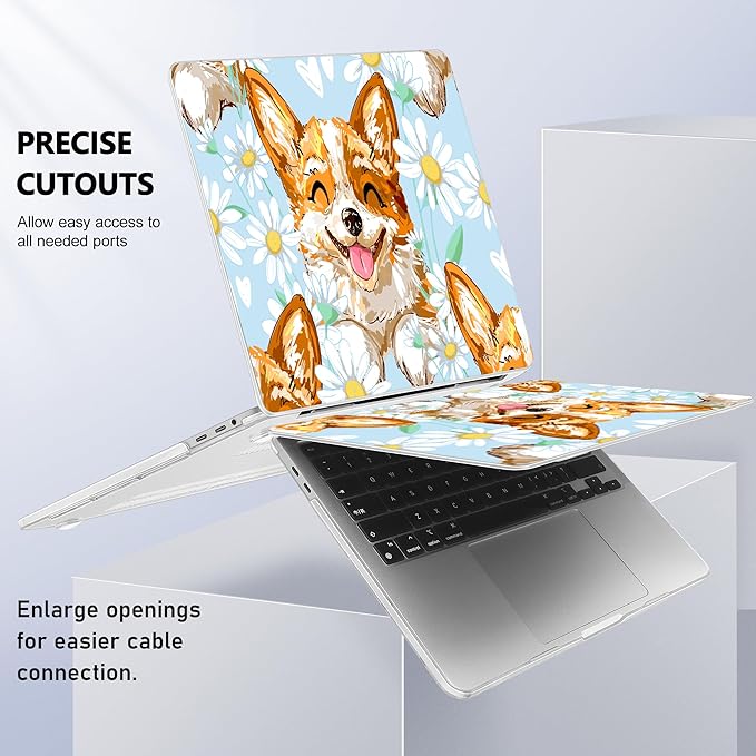 Lepeoac for MacBook Pro 16 inch Case 2019 2020 Release Model A2141, Plastic Hard Shell Cover with Keyboard Cover & Screen Protector for MacBook Pro 16 inch with Touch Bar & Touch ID, Cute Corgi Dog