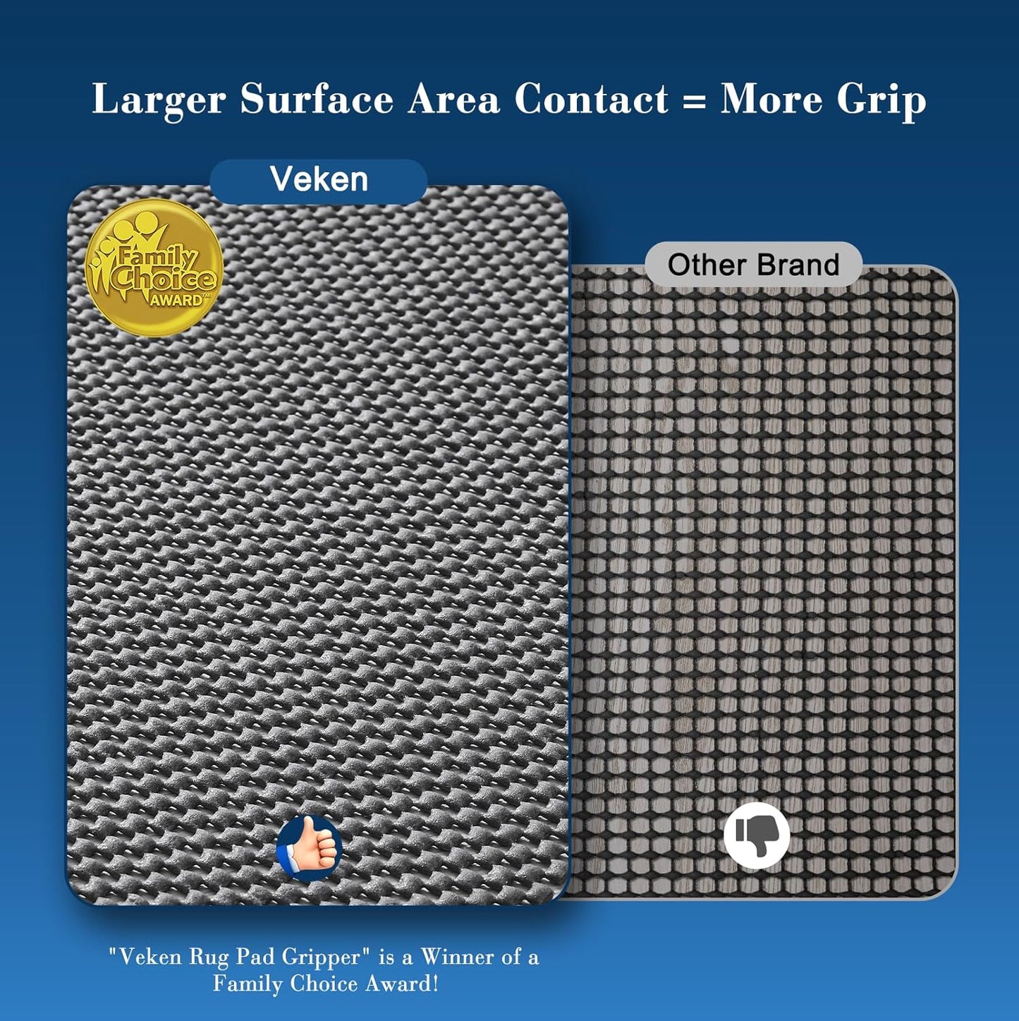 Veken Rug Pad Gripper - Non-Slip Dark Grey 2x8 Ft for Hardwood & Tile Floors | Thick Anti-Skid Mat