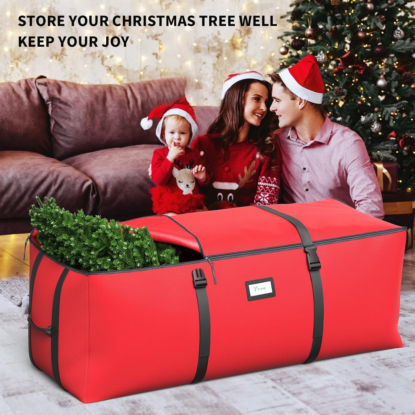 Skiennix Christmas Tree Storage Bag - Fits 7.5Ft Artificial Trees | Waterproof 600D Oxford Fabric with Double Zipper & Handles
