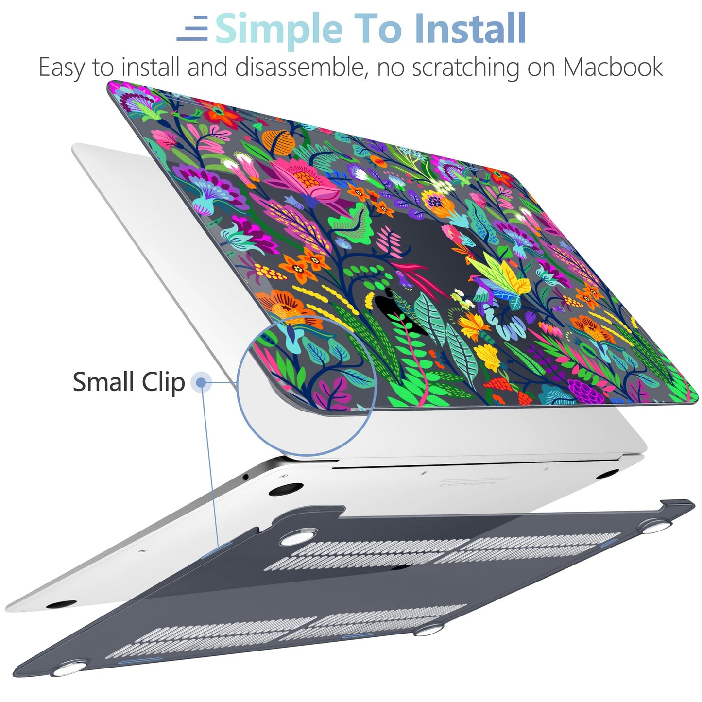 MEEgoodo for MacBook Air 13 inch Case 2021 2020 2019 2018 Released A2337 M1 A2179 A1932 with Touch ID, Plastic Shell & Keyboard Cover Compatible with MacBook Air 13.3, Bright Flowers & Tropic Leaves
