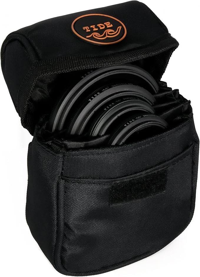 Tide Optics Lens Filter Pouch | Holds 5 Filters Up to 86mm | Water & Dust Resistant Durable Protective Case with Removable Inner Lining