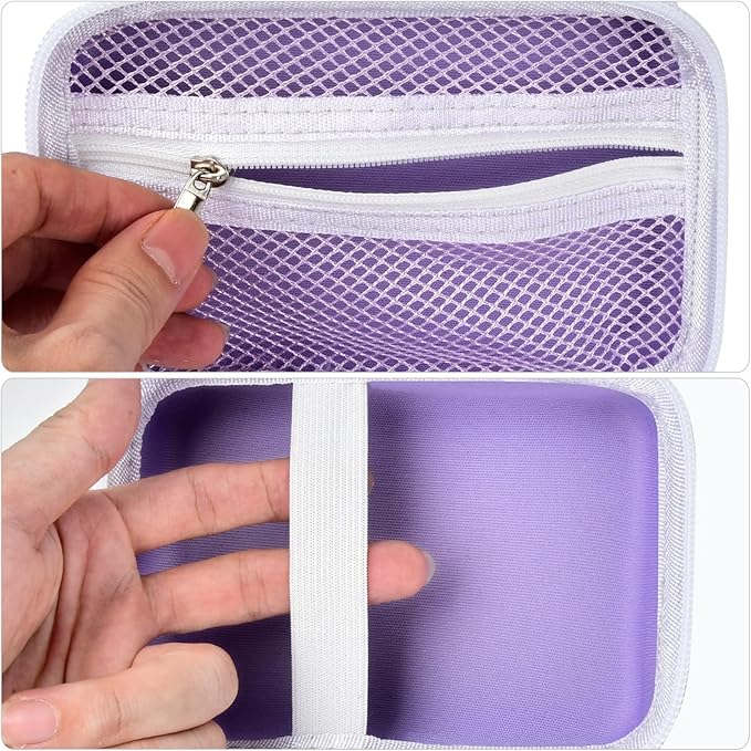 PAIYULE Hard Carrying Case for Phomemo D30 D35 Label Maker, Label Printer Case for Nelko P21, for NIIMBOT D110 D11, for Marklife P11 P12, for SUPVAN E10, Storage Bag with Mesh Pocket(Purple)