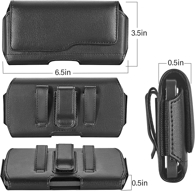 NUVAVO Holster Case for iPhone 15 Plus&15Pro Max, 14 Plus&14Pro Max, 13/12/11 Pro Max, Samsung Galaxy S24+ S23+ S22+ S21+ Plus Series, Phone Holder with Belt Clip (Fits Otterbox Commuter Case on)Black