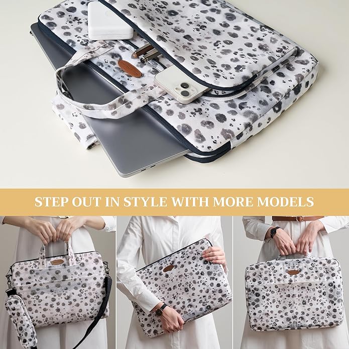 Maison d'Hermine Laptop Bag with Pocket Upto 15.5 inch Stain and Water Repellent Cotton Canvas Spring Summer (Cheeta)