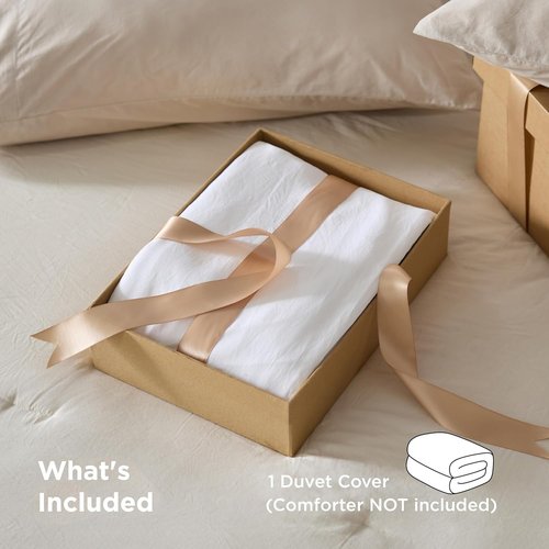 Bedsure Duvet Cover - Extra Soft Prewashed Cotton-Like Polyester | Queen Size 90x90 Inches, White