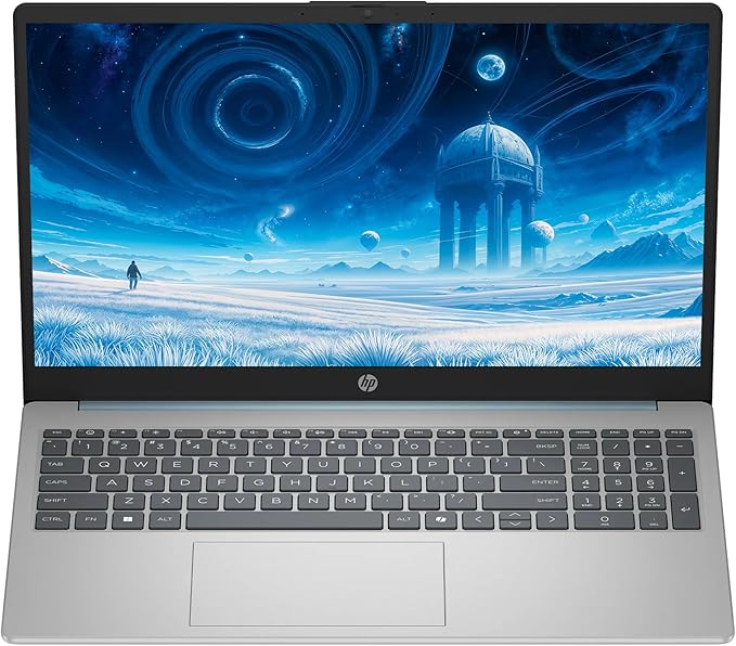 HP 15.6" FHD Touchscreen Laptop Computer, 4GB RAM 256GB SSD, 8-Core Intel Core i3 Processor, Windows 11 with Copilot AI, SageNova Earphones, Moonlight Blue