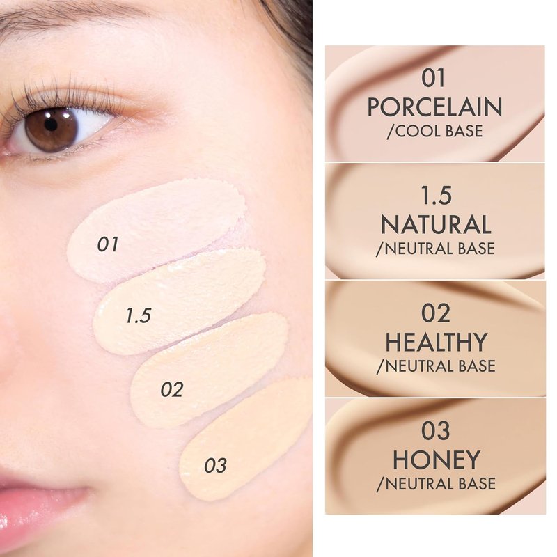 AMUSE SEOUL Ceramic Skin Perfector Cushion Foundation Refill - Flawless Coverage, Semi-Matte Glow | 01 Porcelain (15g)