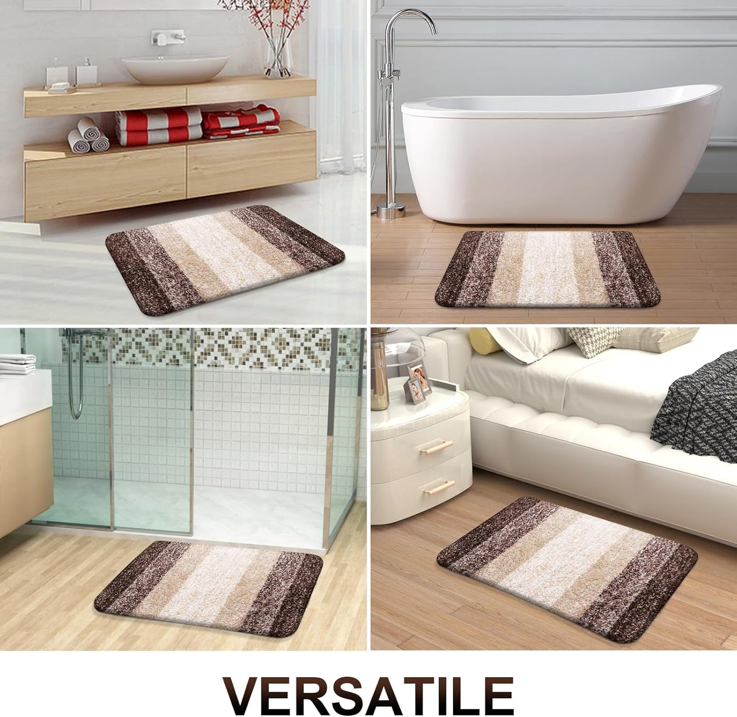 OLANLY Large Bath Rugs - Extra Soft Microfiber, Quick Dry, Machine Washable | 44x32, Brown