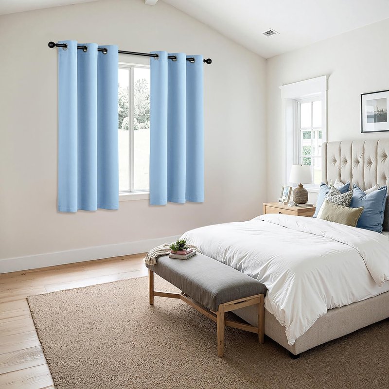 MIULEE Sky Blue Blackout Curtains for Bedroom Living Room 54 Inches Long 2 Panels, Thermal Insulated Room Darkening Drapes Solid Grommet Noise Reduction Light Blocking Window Treatments 40x54 Inch