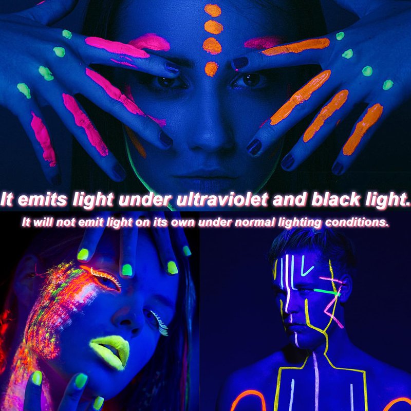 Glow in the Dark Face Body Painting, Glow Blacklight Face & Body Paint Makeup, Mardi Gras Halloween UV Crayon Kit Black Light Birthday Party Camouflage Party Supplies (24 color)
