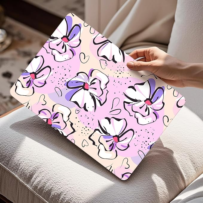 Mektron Case for 2026 MacBook Air 15 INCH M5 A3448 Compatible with M4 A3241 /M3 A3114 /M2 A2941 Printed Plastic Hard Shell Cover with 15.3" Liquid Retina Display Touch ID- Pink Flowers