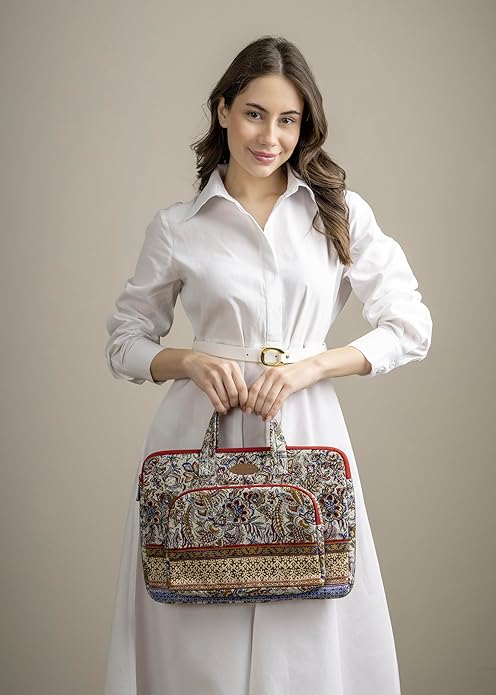 Maison d'Hermine Laptop Bag with Pocket Upto 15.5 inch Stain and Water Repellent Cotton Canvas Spring Summer (Jaipur)