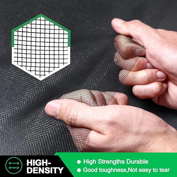 QWR Pet Proof Window Screen and Screen Door Replacement, 48"x 360" Upgraded Durable Thickened Vinyl Coated Wire-Like Mesh for Sliding Screen Door,Patio,Windows(Rolled Package Without Tool Kit)