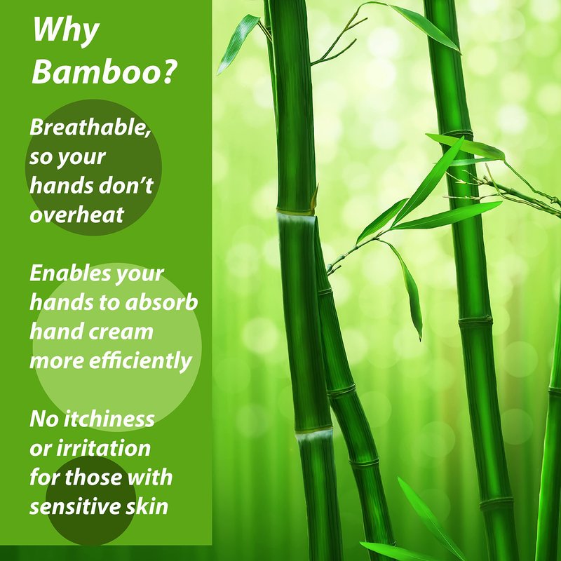 Bamboo Gloves for Eczema, Medium/Large, Women and Men, Dry Hands, Overnight Moisturizing Gloves, 3 Pairs