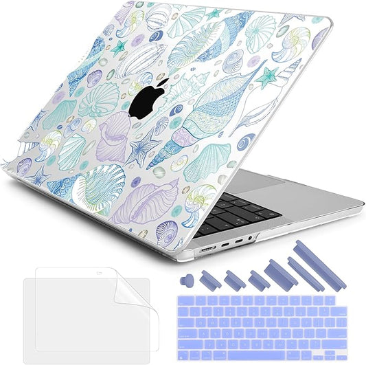 DONGKE Compatible with MacBook Pro 16 Inch Case (2026-2021 Release, M5 M4 M3 M2 M1 Pro/Max Chip), Plastic Hard Shell Cover with Keyboard Cover & Screen Protector for MacBook Pro 16", Sea Shells