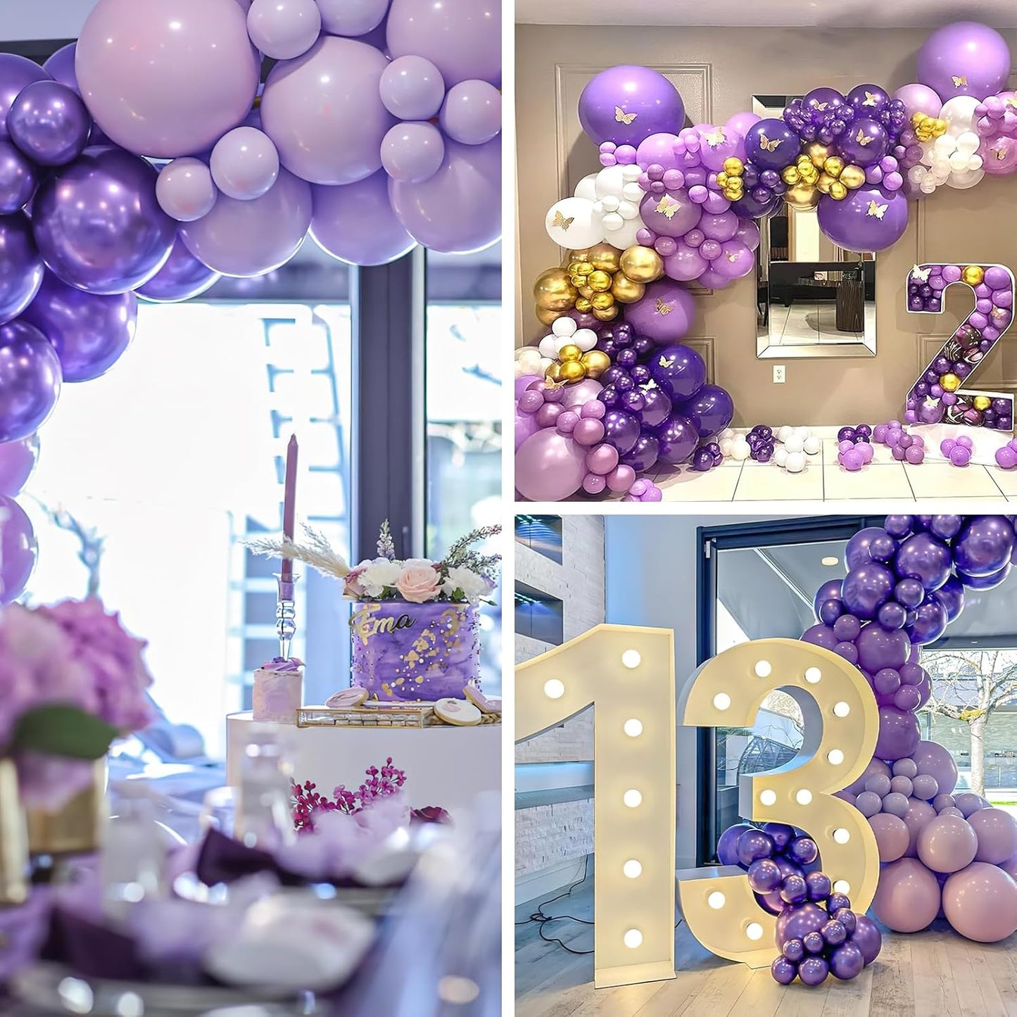 PartyWoo Metallic Purple Balloons - 100 Pcs 12 Inch Chrome Latex Helium Balloons for Celebrations