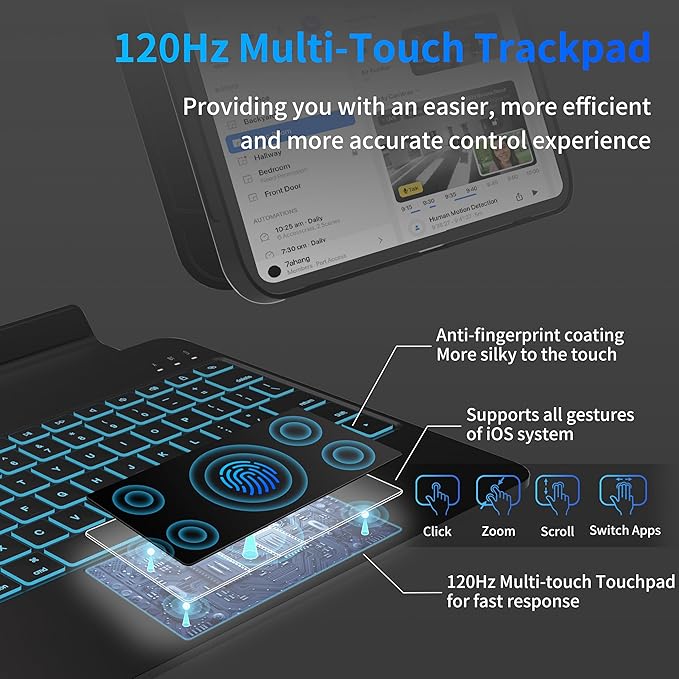 Otuoor iPad Pro 13 Inch Case 2024 with Keyboard, Magnetic Detachable Keyboard Case for iPad Pro 13 Inch (M4, 2024) with 7 Colors Backlight, Multi-Touch Trackpad, Portrait/Landscape Mode (Black)