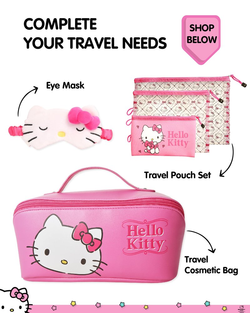 Hello Kitty Toiletry Bag, Hanging Toiletry Bag Pink, Makeup Bag, Sanrio Travel Official License