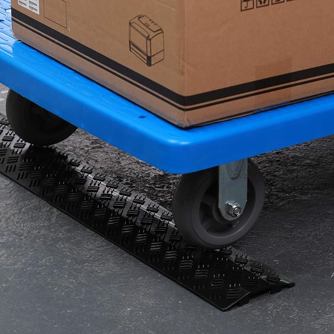 Anbotek - Small 2 Pack - Floor Cord Cover Cord Protector Drop Over Drop Trak Cable Ramp for Office Warehouse - Black