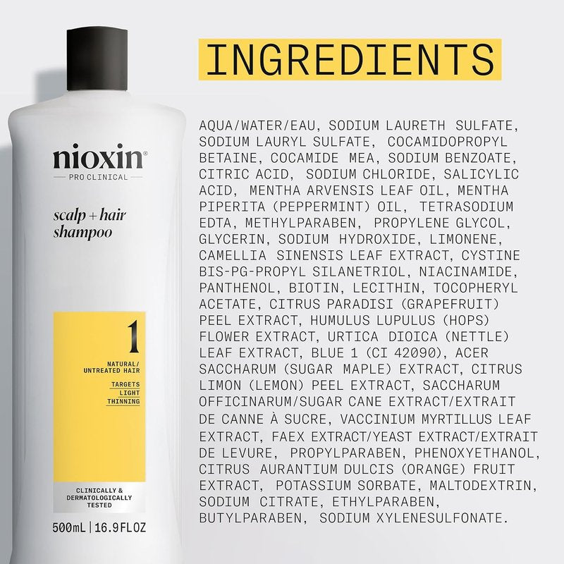 Nioxin Scalp & Hair Thickening Shampoo - Natural Hair Care | Strengthens Against Breakage with Niacinamide & Biotin