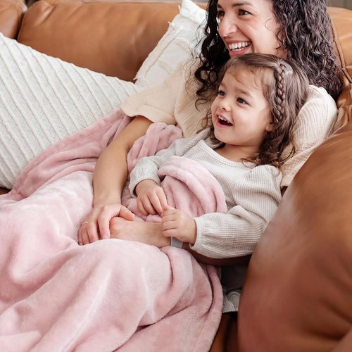 Bedsure GentleSoft Pink Fleece Blanket - Soft, Lightweight Plush Queen Size Microfiber, 90x90 Inches