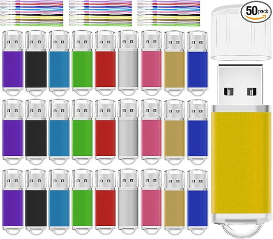 1GB USB Flash Drive 50 Pack Nicepicten Bulk USB 2.0 Thumb Drives Pack, USB Drives Bulk Memory Stick Jump Drive Multipack - 1GB Colorful
