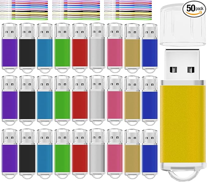 4GB USB Flash Drive 50 Pack Nicepicten Bulk USB 2.0 Thumb Drives Pack, USB Drives Bulk Memory Stick Jump Drive Multipack - 4GB Colorful