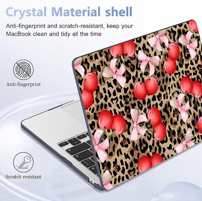 Lepeoac Case for 2026/2025/2024/2023 MacBook Air 15-inch Laptop Release M5 A3448 /M4 A3241 /M3 A3114 /M2 A2941, Stylish Protective Hard Shell Cover for MacBook Air 15.3 inch, Leopard Cherry