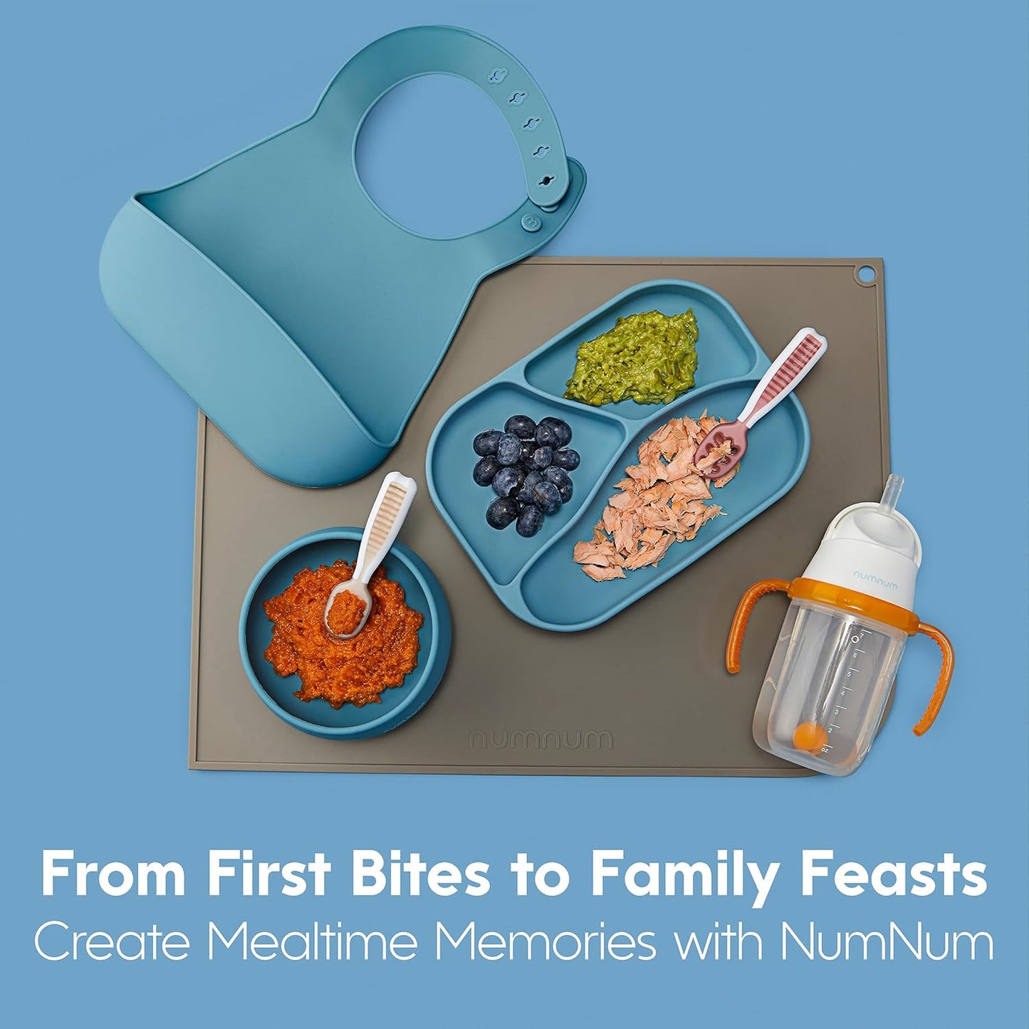 NumNum Baby Spoons Set - Silicone Self-Feeding Utensils for 6+ Months | BPA-Free, 6 Pack Rainbow