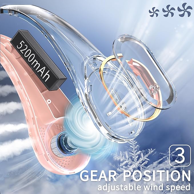FrSara Neck Fan, Portable Personal Fan Strong Wind, 4000mAh, Air Volume,360° Cooling, No Hair Twisting, Air Volume On 2 Sides, Non-Slip, Quick Charge, Long Use Time, Gift for Women, Men, Birthday